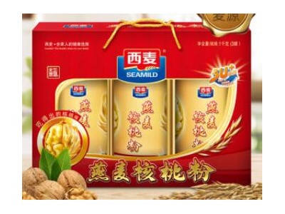 西麦燕麦核桃粉礼盒3桶共1000g营养麦片冲饮速食早餐访亲送礼佳品